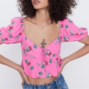 ZARA Floral Crop Top